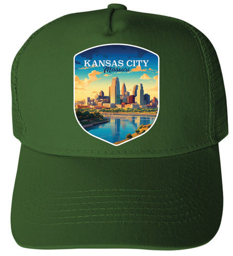 Kansas City Missouri Design A Green Unisex Mesh Back Trucker Hat with Adjustable Snapback 2-Pack