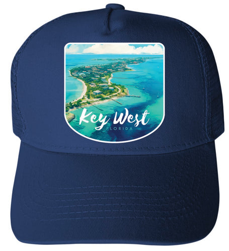Key West Florida Design A Navy Unisex Mesh Back Trucker Hat with Adjustable Snapback 4-Pack