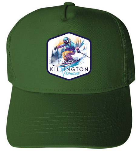 Killington Vermont Design A Green Unisex Mesh Back Trucker Hat with Adjustable Snapback 2-Pack