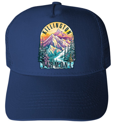 Killington Vermont Design B Navy Unisex Mesh Back Trucker Hat with Adjustable Snapback 2-Pack