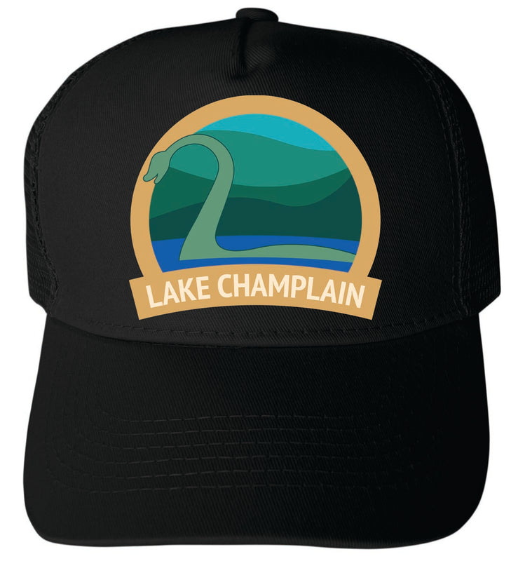 Lake Champlain Unisex Mesh Back Trucker Hat with Adjustable Snapback Black