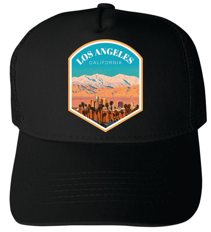Los Angeles California Unisex Mesh Back Trucker Hat with Adjustable Snapback Black