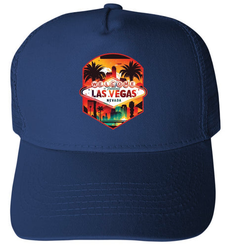 Las Vegas Nevada Design A Navy Unisex Mesh Back Trucker Hat with Adjustable Snapback 4-Pack
