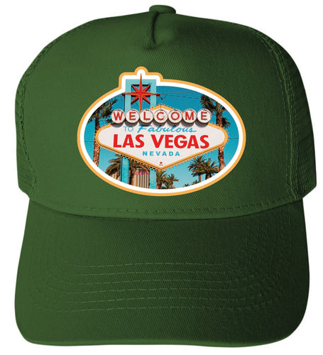 Las Vegas Nevada Design B Green Unisex Mesh Back Trucker Hat with Adjustable Snapback 2-Pack