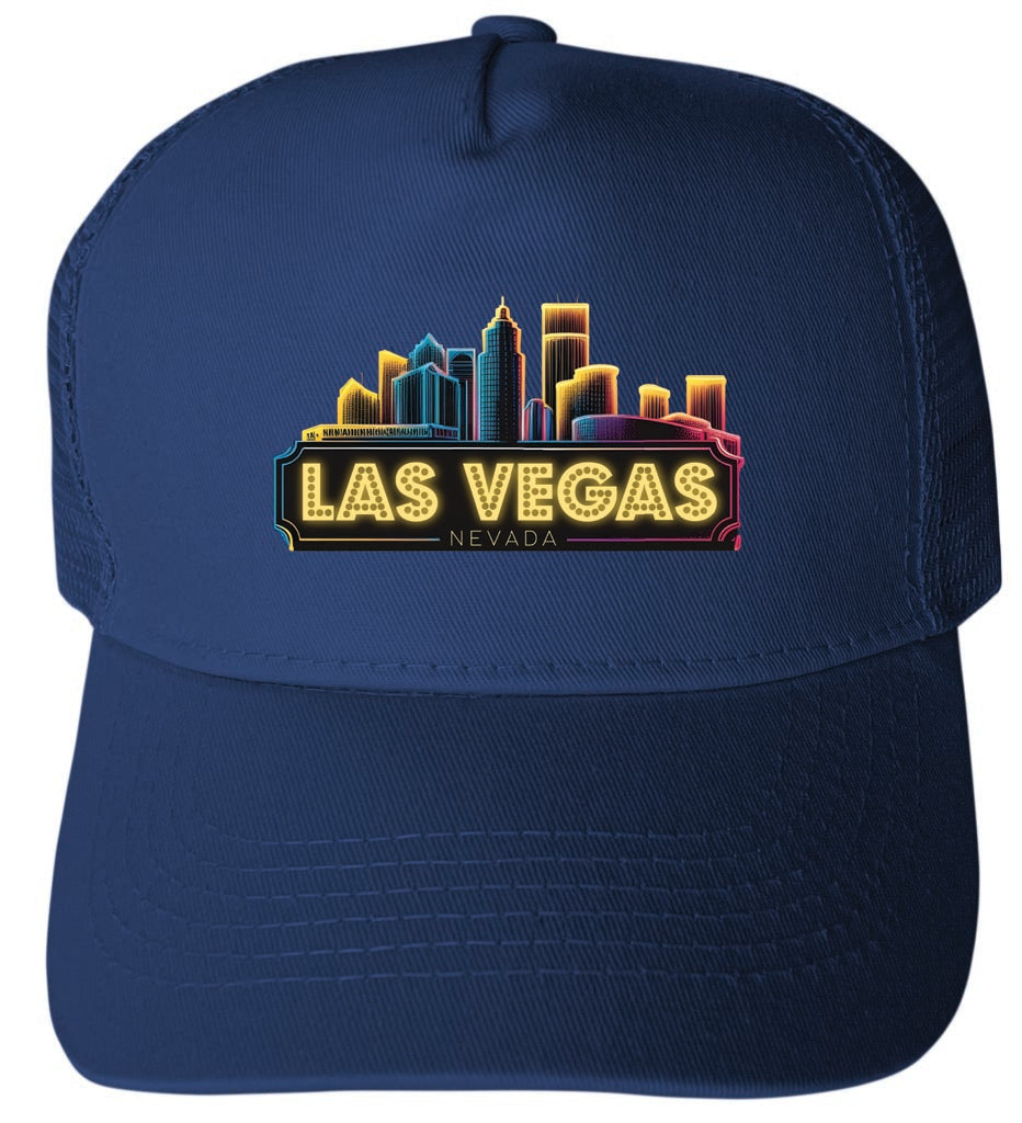 Las Vegas Nevada Design C Navy Unisex Mesh Back Trucker Hat with Adjustable Snapback 4-Pack