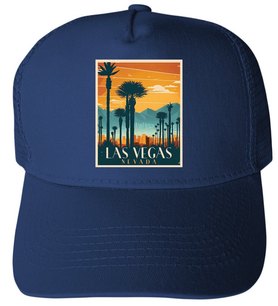 Las Vegas Nevada Design D Navy Unisex Mesh Back Trucker Hat with Adjustable Snapback 4-Pack