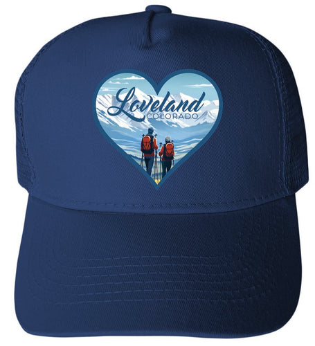 Loveland Colorado Ski Love Design Navy Unisex Mesh Back Trucker Hat with Adjustable Snapback 4-Pack