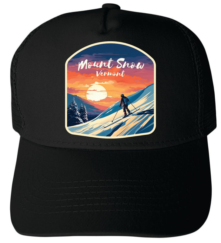 Mount Snow Vermont Unisex Mesh Back Trucker Hat with Adjustable Snapback Black