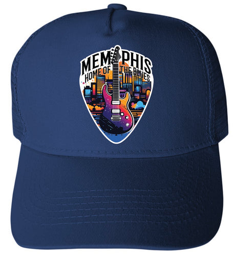 Memphis Tennessee Design B Navy Unisex Mesh Back Trucker Hat with Adjustable Snapback 4-Pack