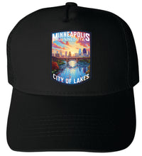 Load image into Gallery viewer, Minneapolis Minnesota Design B  Unisex Mesh Back Trucker Hat with Adjustable Snapback
