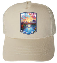 Load image into Gallery viewer, Minneapolis Minnesota Design B  Unisex Mesh Back Trucker Hat with Adjustable Snapback
