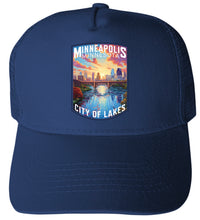 Load image into Gallery viewer, Minneapolis Minnesota Design B  Unisex Mesh Back Trucker Hat with Adjustable Snapback
