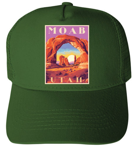 Moab Utah Design A Green Unisex Mesh Back Trucker Hat with Adjustable Snapback 2-Pack