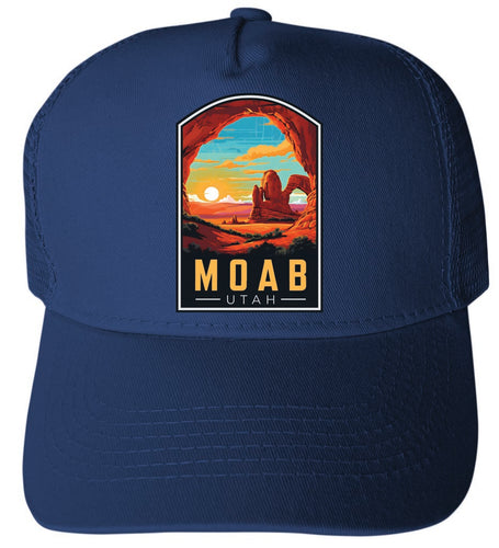 Moab Utah Design C Navy Unisex Mesh Back Trucker Hat with Adjustable Snapback 4-Pack