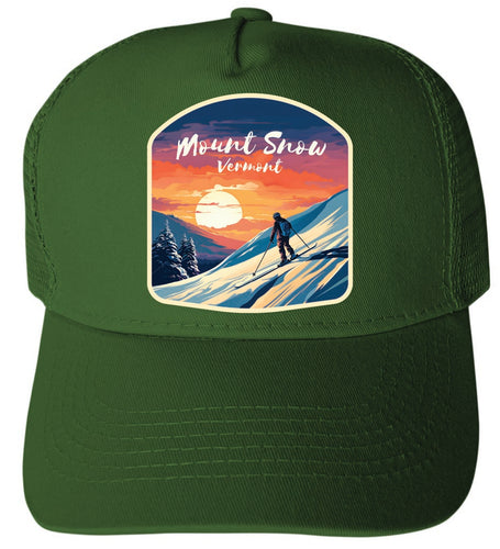 Mount Snow Vermont Design A Green Unisex Mesh Back Trucker Hat with Adjustable Snapback 2-Pack