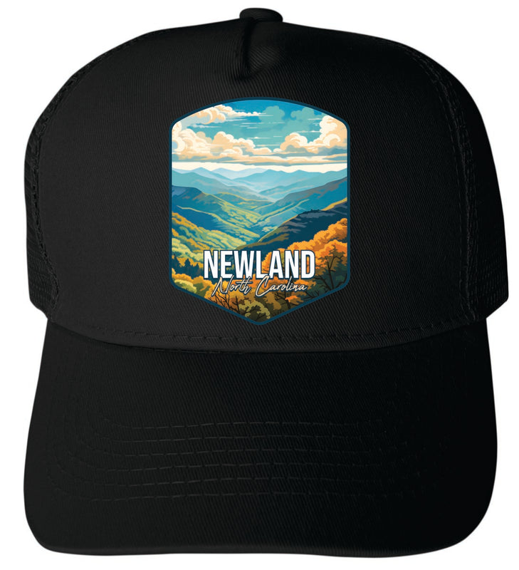 Newland North Carolina Unisex Mesh Back Trucker Hat with Adjustable Snapback Black