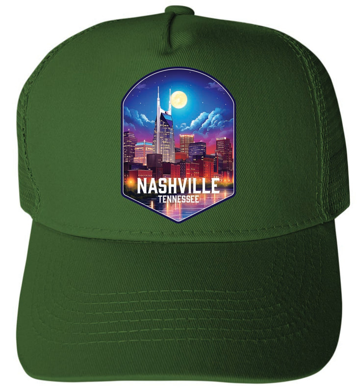 Nashville Tennessee Design D Green Unisex Mesh Back Trucker Hat with Adjustable Snapback 2-Pack