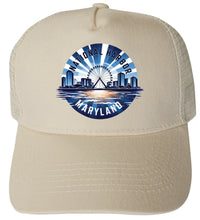Load image into Gallery viewer, National Harbor Maryland Design C  Unisex Mesh Back Trucker Hat with Adjustable Snapback
