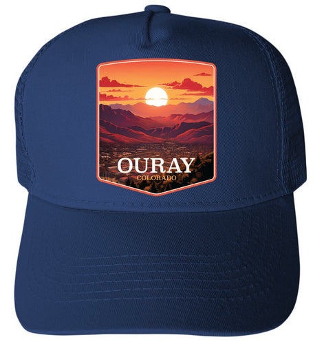 Ouray Colorado Mountain Sunset Design Navy Unisex Mesh Back Trucker Hat with Adjustable Snapback 4-Pack
