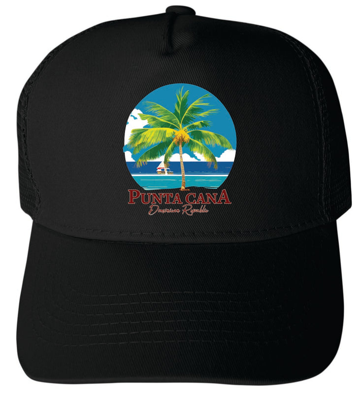 Punta Cana Dominican Republic Unisex Mesh Back Trucker Hat with Adjustable Snapback Black
