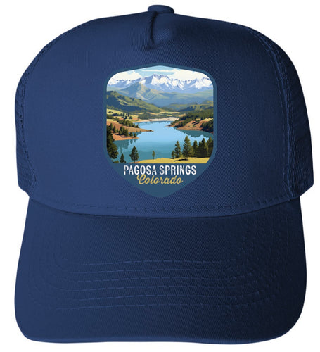 Pagosa Springs Colorado Design B Navy Unisex Mesh Back Trucker Hat with Adjustable Snapback 4-Pack