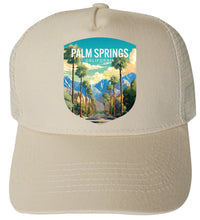 Load image into Gallery viewer, Palm Springs California Design A  Unisex Mesh Back Trucker Hat with Adjustable Snapback
