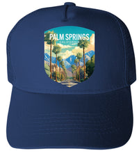 Load image into Gallery viewer, Palm Springs California Design A  Unisex Mesh Back Trucker Hat with Adjustable Snapback
