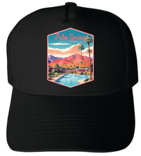 Load image into Gallery viewer, Palm Springs California Design B  Unisex Mesh Back Trucker Hat with Adjustable Snapback

