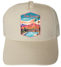 Load image into Gallery viewer, Palm Springs California Design B  Unisex Mesh Back Trucker Hat with Adjustable Snapback

