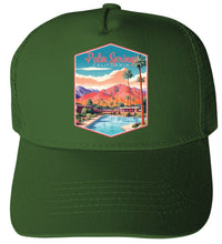 Load image into Gallery viewer, Palm Springs California Design B  Unisex Mesh Back Trucker Hat with Adjustable Snapback

