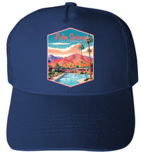 Load image into Gallery viewer, Palm Springs California Design B Navy Unisex Mesh Back Trucker Hat with Adjustable Snapback 4-Pack
