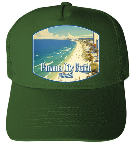Panama City Beach Florida Design A Green Unisex Mesh Back Trucker Hat with Adjustable Snapback 2-Pack