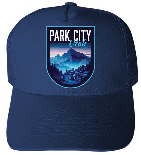 Park City Utah Design A Navy Unisex Mesh Back Trucker Hat with Adjustable Snapback 4-Pack