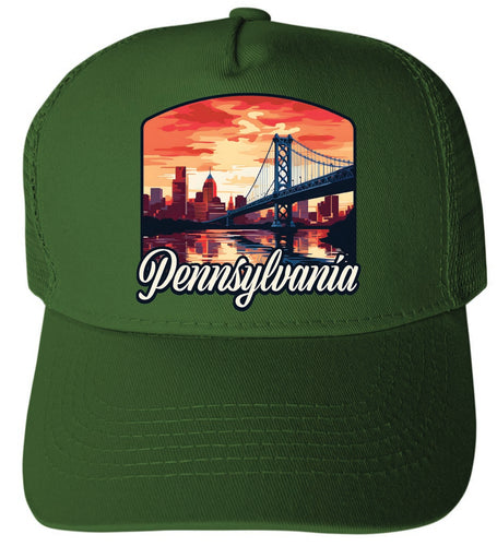 Pennsylvania Design A Green Unisex Mesh Back Trucker Hat with Adjustable Snapback 2-Pack