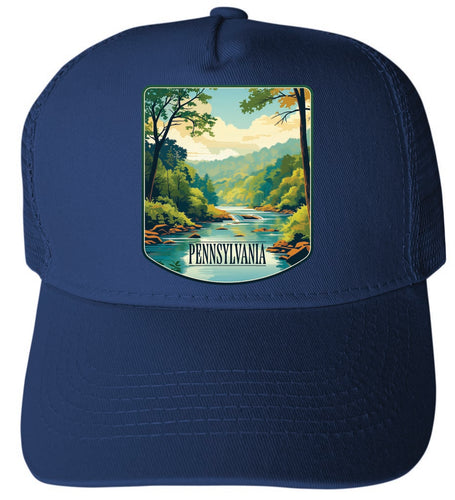 Pennsylvania Design B Navy Unisex Mesh Back Trucker Hat with Adjustable Snapback 2-Pack