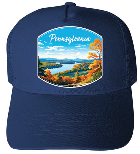 Pennsylvania Design C Navy Unisex Mesh Back Trucker Hat with Adjustable Snapback 4-Pack