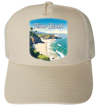 Load image into Gallery viewer, Pismo Beach California Shoreline Design Cream Unisex Mesh Back Trucker Hat with Adjustable Snapback 4-Pack
