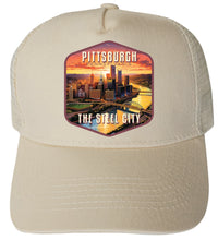 Load image into Gallery viewer, Pittsburgh Pennsylvania The Steel City Design  Unisex Mesh Back Trucker Hat with Adjustable Snapback
