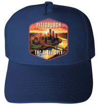 Load image into Gallery viewer, Pittsburgh Pennsylvania The Steel City Design  Unisex Mesh Back Trucker Hat with Adjustable Snapback
