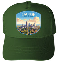 Load image into Gallery viewer, Raleigh North Carolina Daytime Cityscape Design  Unisex Mesh Back Trucker Hat with Adjustable Snapback
