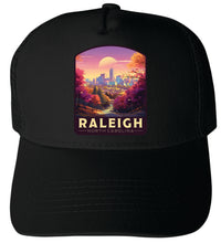 Load image into Gallery viewer, Raleigh North Carolina City of Oaks Sunset Design  Unisex Mesh Back Trucker Hat with Adjustable Snapback

