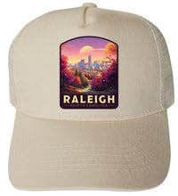 Load image into Gallery viewer, Raleigh North Carolina City of Oaks Sunset Design  Unisex Mesh Back Trucker Hat with Adjustable Snapback

