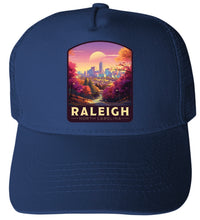 Load image into Gallery viewer, Raleigh North Carolina City of Oaks Sunset Design  Unisex Mesh Back Trucker Hat with Adjustable Snapback
