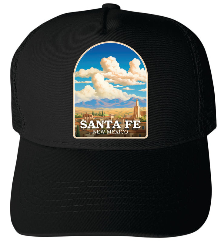 Santa Fe New Mexico Unisex Mesh Back Trucker Hat with Adjustable Snapback Black