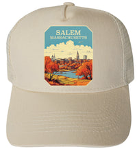 Load image into Gallery viewer, Salem Massachusetts Design A  Unisex Mesh Back Trucker Hat with Adjustable Snapback
