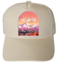 Load image into Gallery viewer, Salt Lake City Utah Design C  Unisex Mesh Back Trucker Hat with Adjustable Snapback
