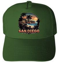Load image into Gallery viewer, San Diego California Design A  Unisex Mesh Back Trucker Hat with Adjustable Snapback
