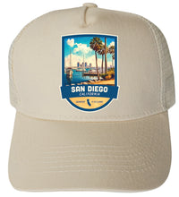 Load image into Gallery viewer, San Diego California Design B  Unisex Mesh Back Trucker Hat with Adjustable Snapback
