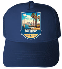 Load image into Gallery viewer, San Diego California Design B  Unisex Mesh Back Trucker Hat with Adjustable Snapback
