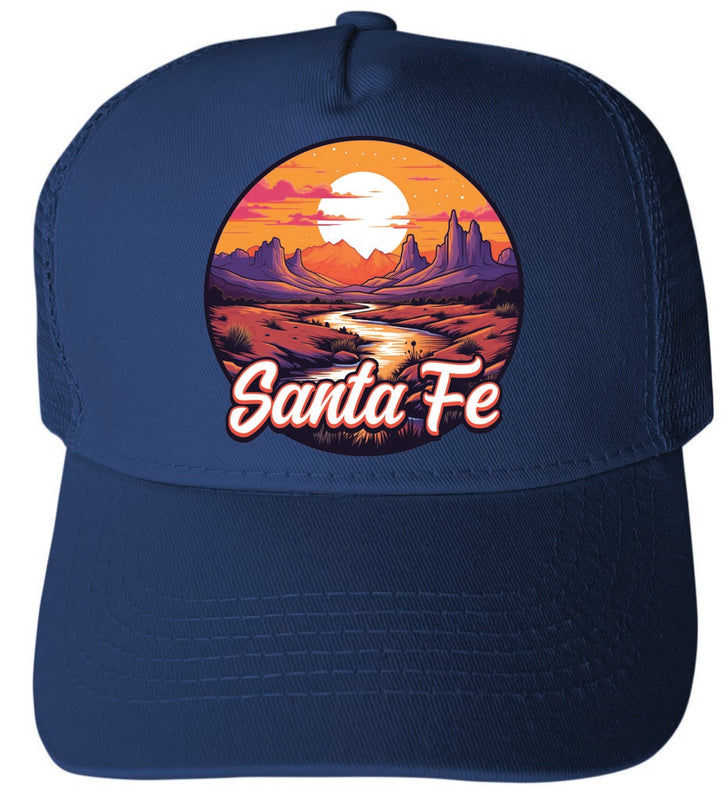 Santa Fe New Mexico Design B Navy Unisex Mesh Back Trucker Hat with Adjustable Snapback 4-Pack